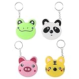 4個の漫画動物プラスチック伸縮式メジャーテープ、漫画ボディメジャーテープ、キーチェーン用メジャーテープ、自動伸縮式レザーテープメジャージュエリー