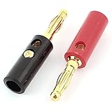 uxcell バナナプラグ レッド ブラック 金メッキ鋼 2個入れ