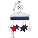 Just Born Vintage Sports Musical Mobile, Blue and Red Stars, Navy/red by Just Born