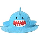 PANCY 【高品質】春夏 帽子 子供 つば広ハット ベビー キャップ 通気 吸汗 かわいい 動物 日焼け対策 UVカット アウトドア 海 0～8歳 (ブルー サメ,44cm 0～3ヶ月)
