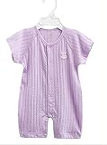 CHOUeTTe ベビー服 ロンパース 新生児～2歳まで 前開き 半袖 肌着 綿100% シンプル 無地 出産祝い 誕生日プレゼントにもどうぞ 色サイズ多数 オリジナルタオル付き (パープル90#身長