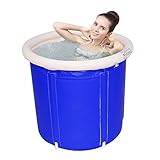 KTYX 折りたたみ肥厚バスバレル家庭大人プラスチックバス蓋インフレータブルバブルバレル 浴槽 (色 : 青, サイズ さいず : 小さな ちいさな)