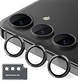 Kakuki for Galaxy S24 用 カメラフィルム [Kakuki] ギャラクシーS24 (SC-51E / SCG25) カメラ保護フィルム 薄型 強化ガラス 耐衝撃 独立型 露出オーバー防止 アルミ合金 カメラカバー (ブラック, Galaxy S24)