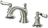 Aqueous 120B82CYBNADZ Scroll Lavatory Faucet 2-Lever Handles Widespread, Brushed Nickel [並行輸入品]