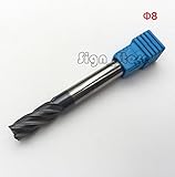 2ピース8ミリメートルhrc55 d8 * 8*20*75ミリメートル四4フルートエンドミル長いスパイラルビットフライスカッターツールcncエンドミルルータビット