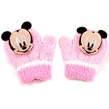 笛入り ディズニー ミッキー ミニー ワッペン付き キッズ ミトン 手袋 ミッキーピンク