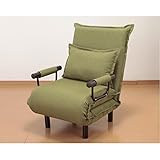 3WAYソファーベッド 【レギュラータイプ 幅63cm】 クッション/肘付き 42段階リクライニング 省スペース オリーブ