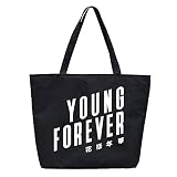 韓流グッズ BTS 防弾少年団 Bangtan Boys 花様年華Young Forever 可愛 ファッション バッグ ハンドバッグ (ブラック)