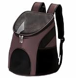 LeafIn ペット リュック キャリーバッグ 犬 猫 折り畳み式 犬用 猫用 きゃりーバッグ お出かけリュック 小型犬 小動物用 旅行 通院 災害避難 バッグ 266 (M,コーヒー色)