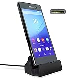 Gosento For Type-C 卓上ホルダー 充電 スタンド USB-C チャージャー クレードル 充電器 データ転送 For Xperia XZ2 / XZ2 Compact など対応 (ブラック)