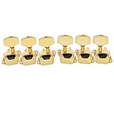 Musiclily L3+R3 ギター糸巻き ペグ カバードタイプ エレキギター/ アコースティックギター用 、 ゴールド