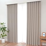 カーテン研究所≪二級遮光リネン風ナチュラル厚地 グレージュ≫ 幅100cmx丈200cm 2枚組 2級遮光 形状記憶 遮熱 保温 洗える ナチュラル 省エネ アジャスターフック付き シンプル