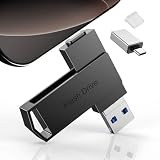 512GB ４in1 USBメモリ【アプリ不要・アルバムからデータ保存】 Phone USBメモリー 写真保存 大容量 外付けメモリ 高速 データバックアップ フラッシュメモリ iOS/Type-C/USB/Micro USB搭載 外付けストレージ 回転式 スマホ容量不足解消 Pad/PC/Phone対応 黒