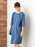 Angeliebe エンジェリーベ マタニティ ワンピース 授乳口 付 六分 袖 ミニ 裏毛 ワンピ 妊婦服 産前 産後 S ～ M ブルー 21776