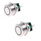 Kmise ® 2pcs 25 mm 12 VDCレッドLEDスイッチステンレススチール6ピンラッチング押しボタンスイッチ1 NO 1 NC