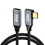 USB type C 延長ケーブル L字 2M タイプc 延長コード USB3.1 Gen2(10Gbps) 100W PD急速充電 4K/60HZビデオ伝送 ナイロン編みMacBook、Pad、Surface、Switch、Xperia、Galaxy、Pixel等Type C機種対応