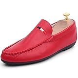 メンズシューズPU春秋ファッションモカシンコンフォートロッパ＆スリップオンカフスカジュアルオフィス＆キャリアアウトドアパーティー ( Color : 赤 , サイズ : 39 )