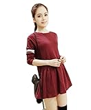 (ポルトプエルト) Porto Puerto Uネック スウェット 長袖 ペプラム ライン ワンピース マタニティ 妊婦 [海外直送品] (M, レッド)