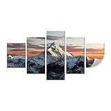 Helloアートワーク – 5 Piece Mountain壁アートペイントAma Dablam on the Way toエベレストover sunset nature景色風景ジークレーアートワーク