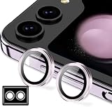 Kakuki for Galaxy Z Flip 6 用 カメラフィルム ギャラクシーZ Flip 6 SC-54E 用 カメラ保護フィルム 薄型 強化ガラス 耐衝撃 独立型 露出オーバー防止 アルミ合金 カメラカバー (パープル)