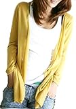 MSP 長袖 ロング カーディガン ショール ボレロ 薄手 ゆったり ルーズ レディース (イエロー)