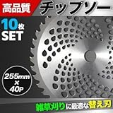 チップソー/雑草刈り替え刃 【10枚セット】 外径255mm×刃数40P メッシュタイプ 〔草刈り/農業/園芸〕