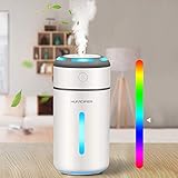 加湿器 卓上 230ml - 上から 給水 車載ドリンクホルダー対応 USB給電式 超音波式 室内の乾燥対策 小型 超静音 七色変換LEDラ