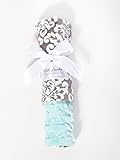 Baby Laundry Patterned Baby Blanket for Boys Girls - Damask Charcoal/Tiffany Bump Cuddle (13x18) by 