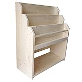 Make Woood！ (メイクウッド) 斬新なデザインの絵本棚 キッズブックシェルフ 【完成品】 ハンドメイド 木の香りと温かみのある雰囲気 ナチュラル 素材 ハイワイド 60cm スロープのカット を一新 おしゃれな デザイン ザウルス