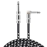 ギターシールド ギターケーブル 長さ3m S-L型プラグ ベース シールド 楽器用ケーブル ベース/キーボード/アンプ/ドラム対応 高耐久ナイロン 断線しにくい 黑白 生地編み