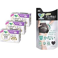【セット販売】ロリエ しあわせ素肌 特に多い昼用 羽つき 25cm 54コ(18コ&times;3)＋アクティブガードラインレスタイプ Mサイズ