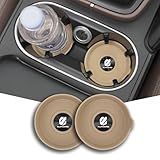 For アルファード Alphard 専用 車 ノンスリップ コースター 滑り止めシリコーン製 持ち手付きり 丸型 直径70mm 対応Alphard 40系 30系専用 防水 静音 ノイズ低減 便利 洗いやすい カー インテリア アクセサリー（ 2枚入-ブラックメタル ベージュ）