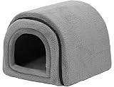PetStyle 犬 猫 ベッド ドームハウス ペットベッド 冬用 折りたたみ 洗える 猫ハウス 犬ハウス 室内 冬 ふわふわ 暖か おしゃれ ドーム型 ペットハウス Mサイズ 小型犬 中型犬 寒さ対策 (秋冬/グレー)