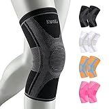 Kunli 膝サポーター 2枚組(1足) ひざ スポーツ 用 着圧 滑り止め 通気性 保護 保温 補助 固定 男女兼用 メンズ レディース (ブラック, L)