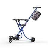 赤ちゃんの子供の三輪車トロリーアルミニウム合金シンプルな軽量折りたたみブルー (色 : B)