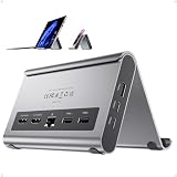 USB C ドッキングステーション Windows 用、PULWTOP 2画面出力 2 HDMI 4K 60Hz、USB-C/A 10Gbps x 3、USB-A 5Gbps x 2、USB-2.0、RJ45 イーサネット、PD3.0 100W USBC to ホスト 縦置きスタンドとドック 拡張ドッキング Win対応 (アダプターが含まれない)
