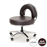 Donu ( ドーナ ) フットスツール 座面高さ26.5cm～32cm ダークブラウン [ フットスツール フットケアスツール フットケアイス フットイス ネイルスツール ペディキュアスツール 昇降式 キャスター付き 背もたれ付き スツー