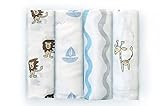 Organic Cotton Swaddle Blankets - 4 Pack - For Girl or Boy - Neutral Colors - Ideal Babyshower Gift 