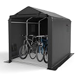 COVERONICS サイクルハウス 5台用 自転車置き場 屋外 バイクガレージ サイクルポート バイクシェルター 自転車 テント 防水防風防塵遮熱（ブラック 幅157×奥行220×高さ170cm）