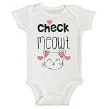 Funny新生児赤ちゃん猫Onesie "チェックMeowt " RB Clothing Co カラー: ホワイト