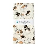 CRASEED ガーゼ手ぬぐい 日本製 手ぬぐい 34×88cm 江戸ねこ ホワイト ほつれ防止加工 kotonone ことのね