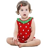 【SEBLES】ベビー 赤ちゃん 女の子 カバーオール ロンパース 苺 イチゴ なりきり ノースリーブ ラウンドネック コットン 綿 春 夏(タイプB,100)