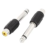 Hommy　オーディオアダプタコネクタ　6.35mm オスモノラルプラグ－ 3.5mmメスRCAプラグ　2個入り