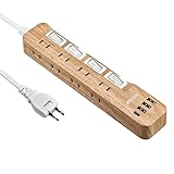 Mscienエムサイン 延長コード 2m 電源タップ usb付き 雷ガード 8AC口 3usb-a 1usb-c マルチタップ スイッチ た