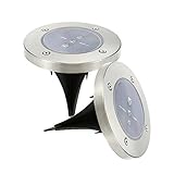 Shome　2個セット6LEDのソーラーライト　光センサーで夜間自動点灯ライト　埋め込み式防水ライト　ガーデン、庭、芝生、公園に適うアウトドア用ライト（ホワイト）