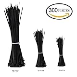 セルフロックナイロンケーブルタイ(コンボパック) 300ピース6 8 12インチZip Ties inブラックacekワイヤ組織のホーム、オフィス、ガレージ、ワークショップとハンドクラフト