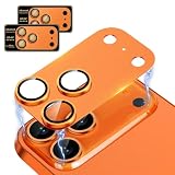 AUNEOS iPhone 17 Pro Max 用 カメラフィルム カメラ保護【2025新登場·アルミ合金＋10H強化ガラス製 高透過率】いPhone 17 Pro Max 対応 カメラフィルム ぴったりフィット 一体感 耐衝撃 高透過率 防滴 防塵 貼り付け簡単 露出オーバー防止 アイフォン 17 プロマックス カメラカバー 2枚セット(だいだいいろ, iPhone 17 Pro Max)