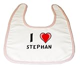 Baby Bib with I Love Stephan (first name/surname/nickname) by Shopzeus