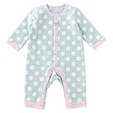 (チャックル) chuckle *スウィートガール*ドットりぼん前開き長袖カバーオール【裏起毛】 グリーン 80cm P2991-80-70