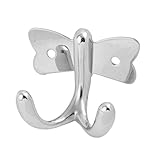 uxcell フック 壁掛けフック バスルーム ステンレススチール製 蝶のデザイン 壁式取付 タオル フック シルバートーン
